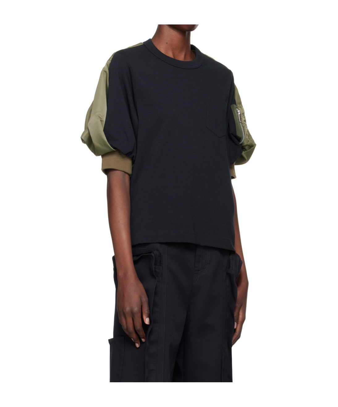 Sacai Splitting Round-neck T-shirt In Black