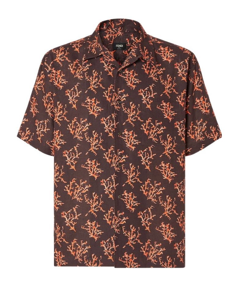Fendi Brown Linen Shirt In Brown