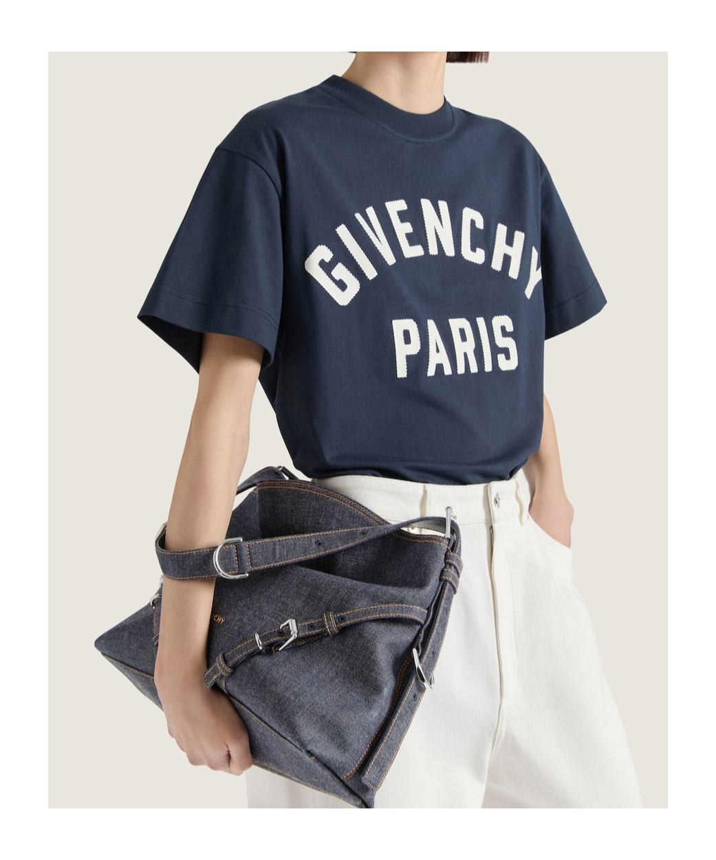 Givenchy Medium Voyou Bag In Denim In Purple