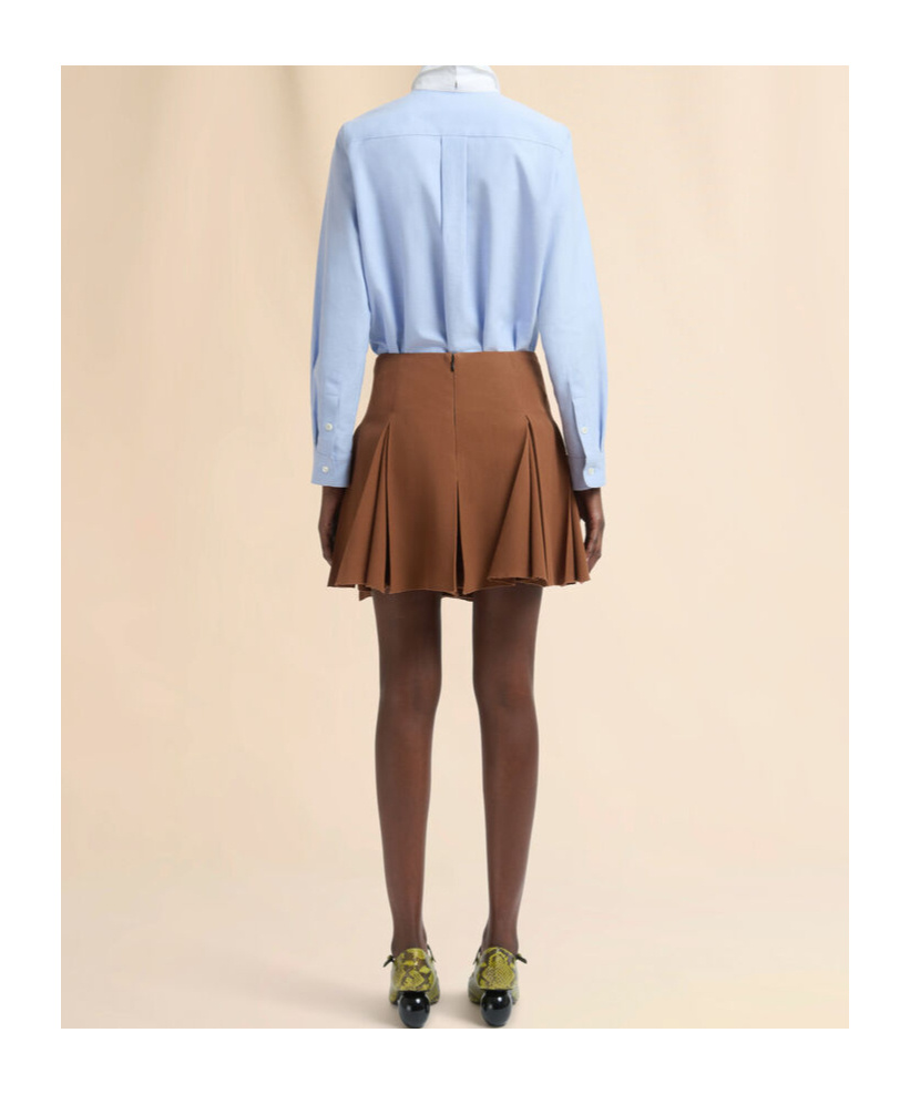 Marni Brown Wool Pleated Mini Skirt In Brown