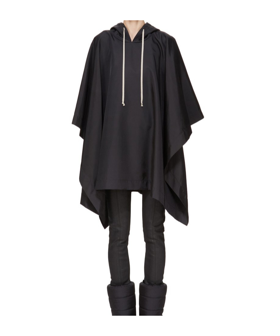 Rick Owens Drkshdw Cotton Hooded Cape In Black