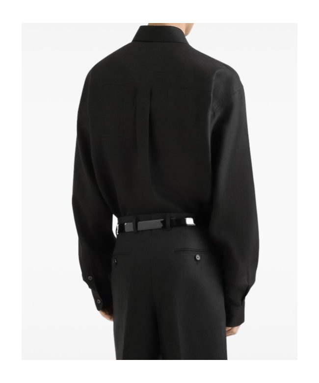 Dolce & Gabbana Cotton Tuxedo Shirt With Heraldic Patch In Black