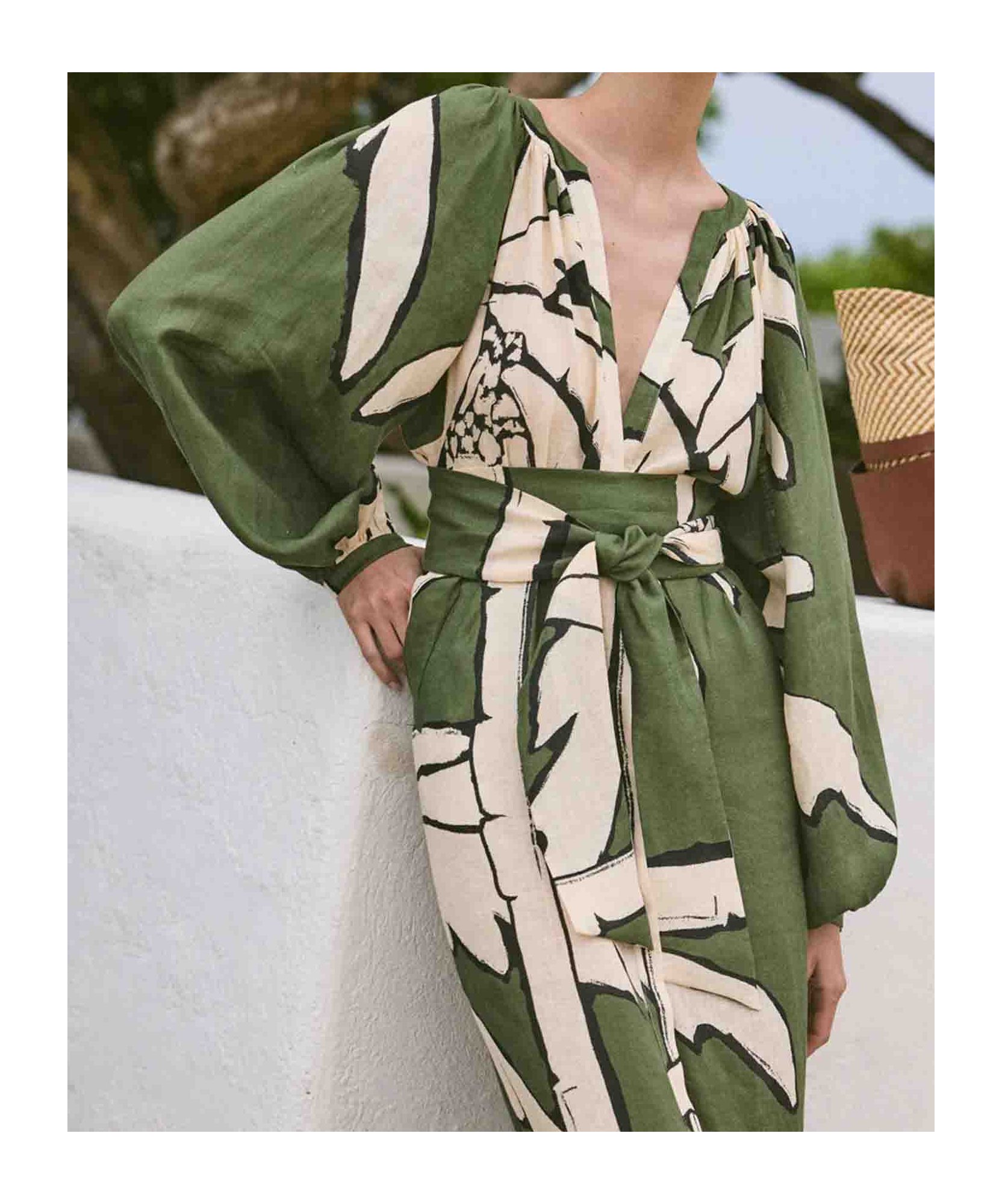 Shop Johanna Ortiz Long-sleeved Dress In Green