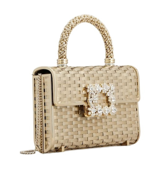 Roger Vivier Jewel Efflorescence Mini Shoulder Bag In Golden