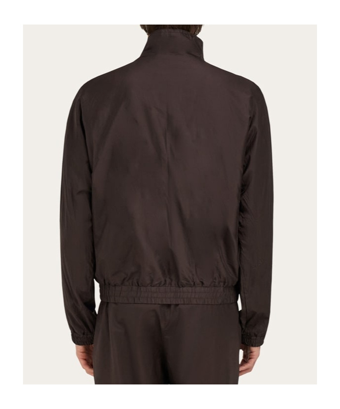 Ferragamo Silk-blend Lightweight Zip-up Jacket In Brown
