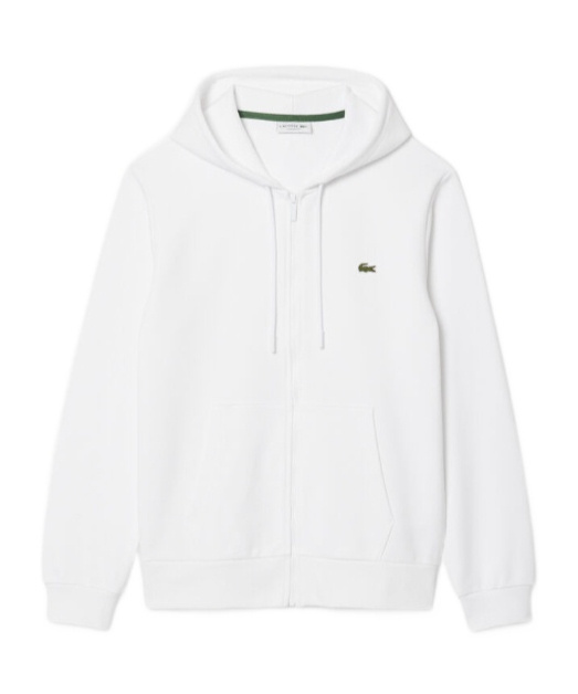 Lacoste Logo-patch Zipped Sweatshirt In White