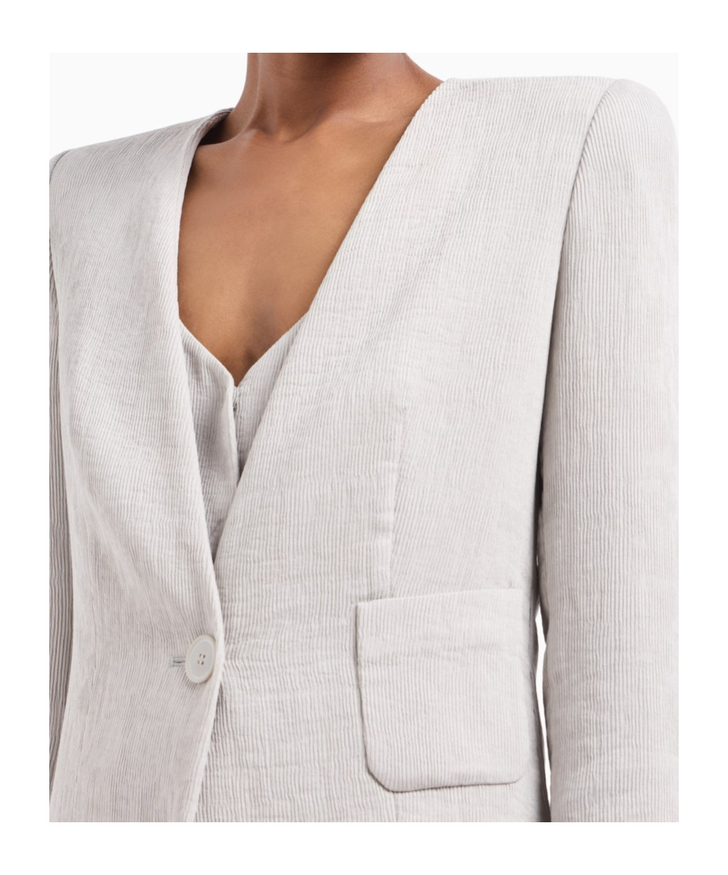 EMPORIO ARMANI RIBBED SINGLE-BREASTED BLAZER