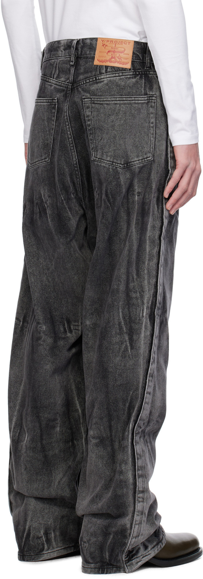 Y/project Y Project Baggy Jeans With Removable Panels Men In Black
