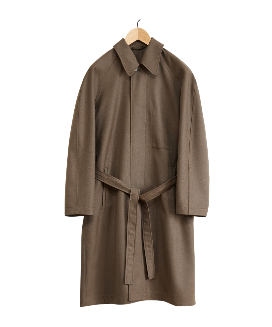 Lemaire Belted Trench Coat In Brown
