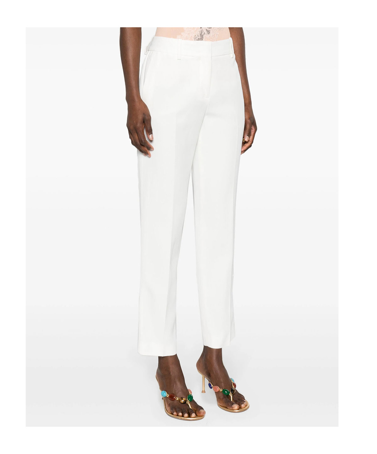 Ermanno Scervino Tailored High-waist Trousers With Subtle Pleats In White