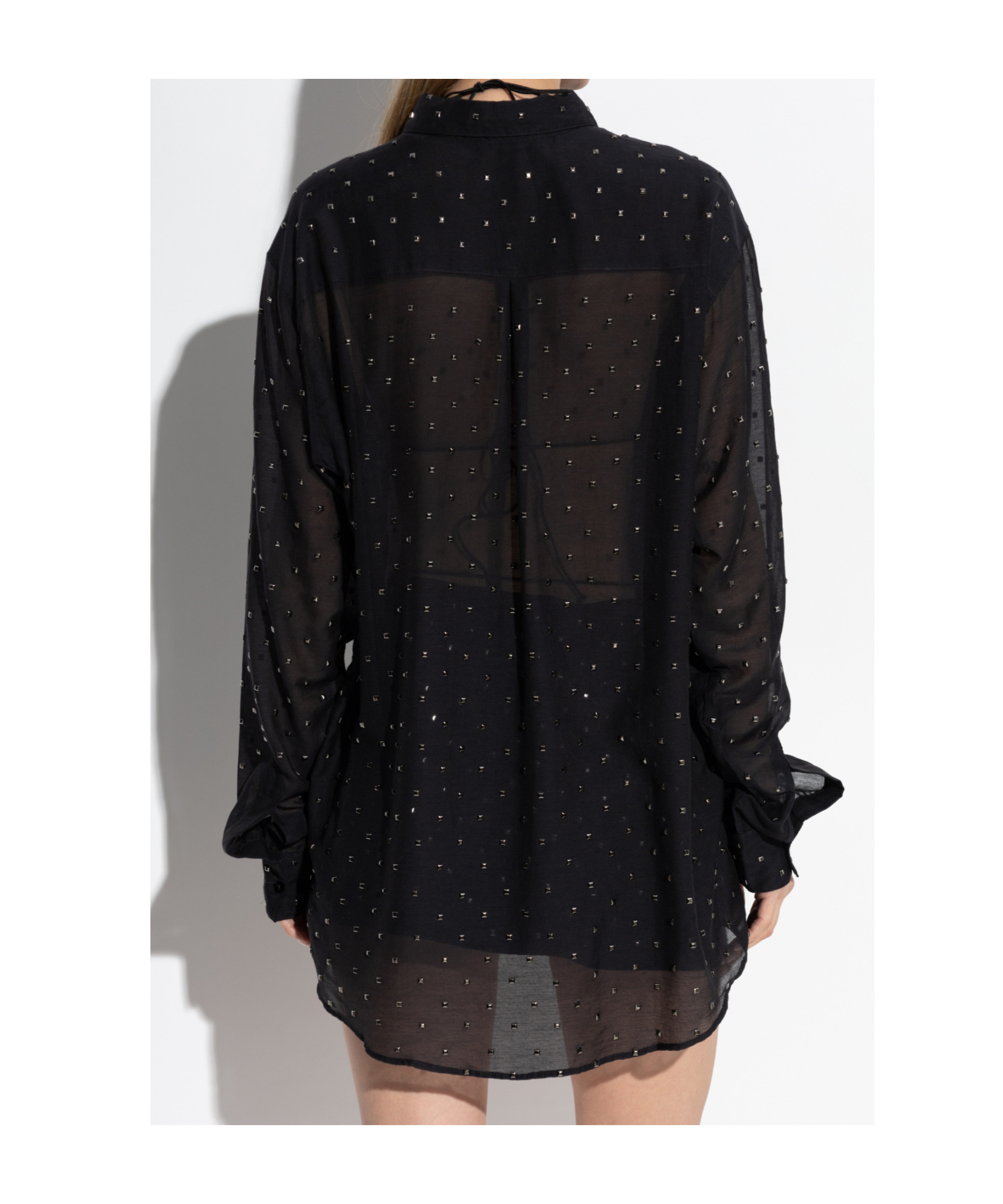 Shop Oseree Stud-embellished Shirt In Black