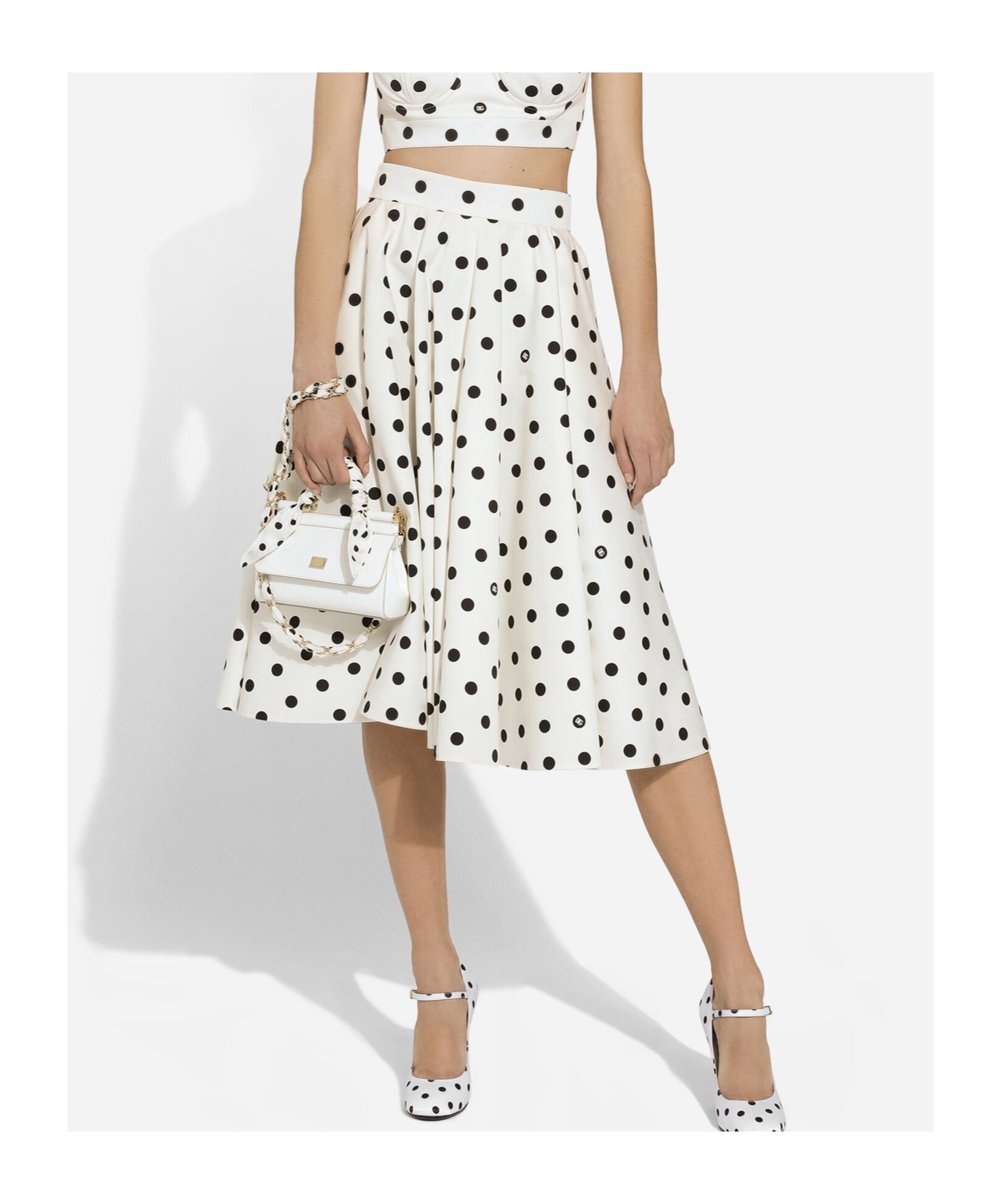 DOLCE & GABBANA POLKA-DOT MIDI SKIRT