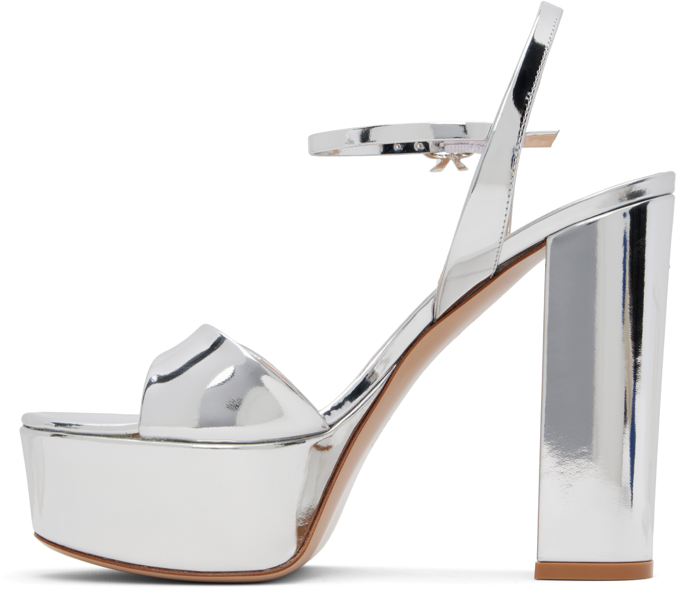 Gianvito Rossi Metallic Ankle-strap Platform Sandals In Silver