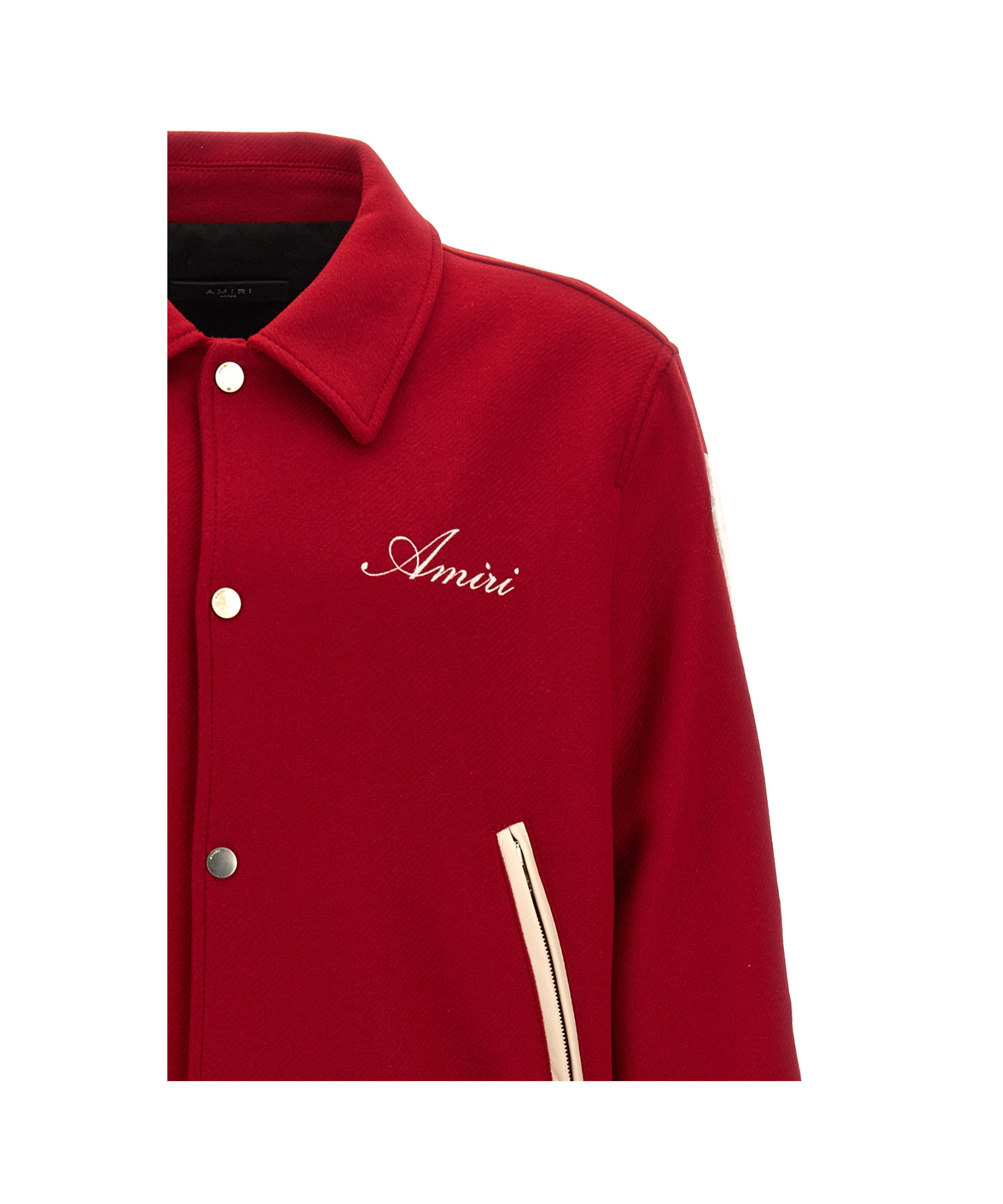 Amiri Bones Wool-blend Varsity Jacket In Red
