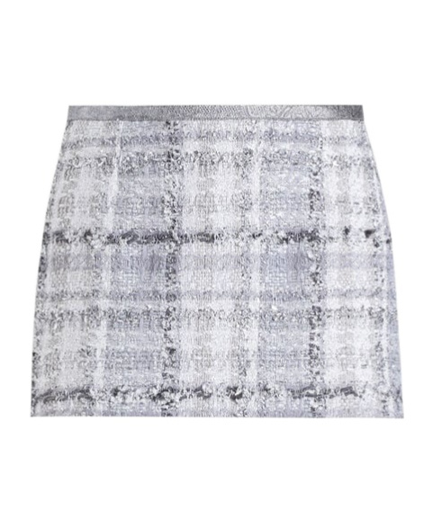 Dolce & Gabbana Check Lurex Raschel Tweed Miniskirt In White