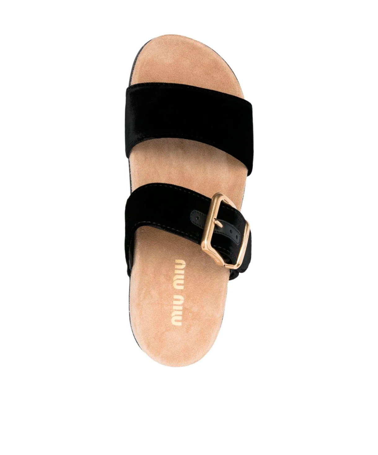 Miu Miu Suede Buckle Sandals In Black
