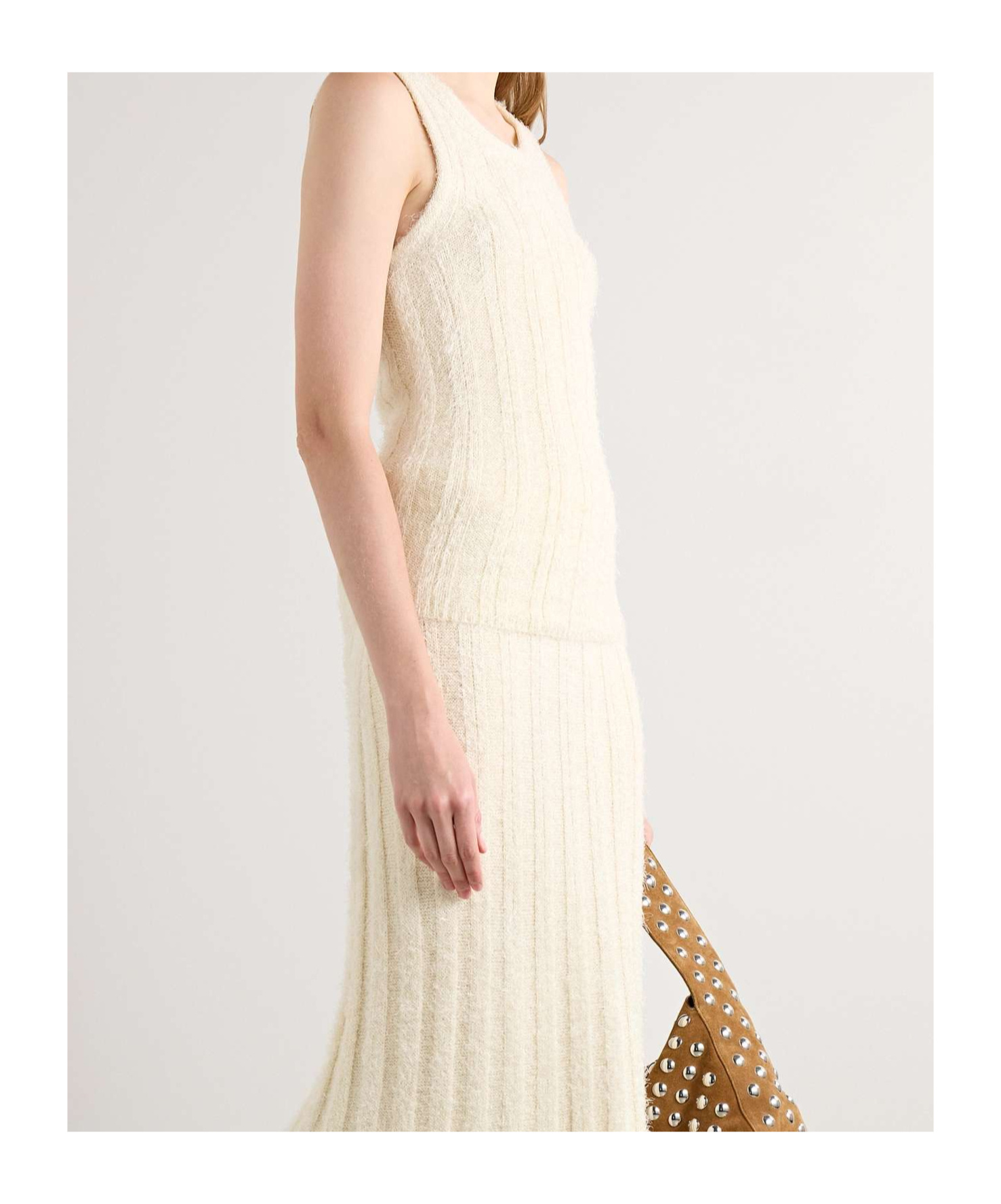 Khaite Lena Ribbed Brushed Silk And Cashmere-blend Tank In White