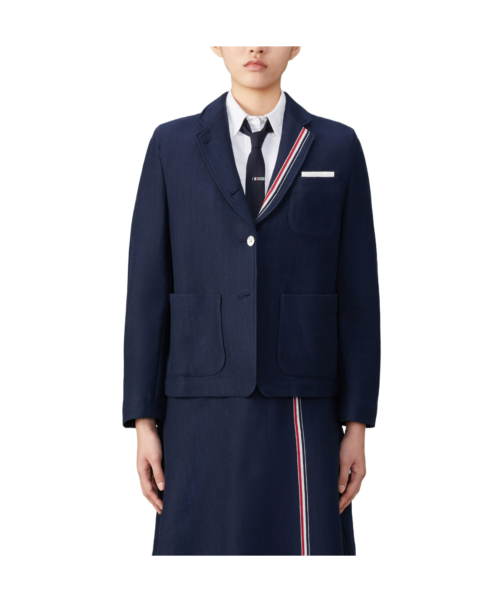 Thom Browne Twill Gold-button Blazer In Black