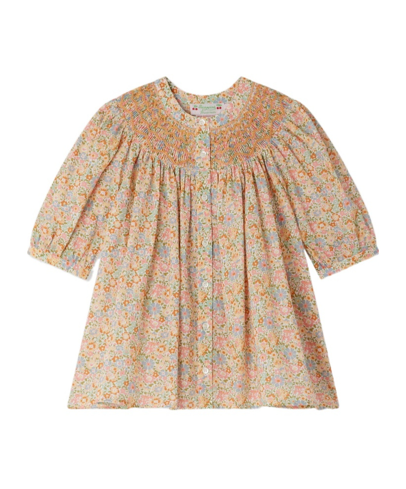 Bonpoint Long-sleeved Pleated Shirt In Nude