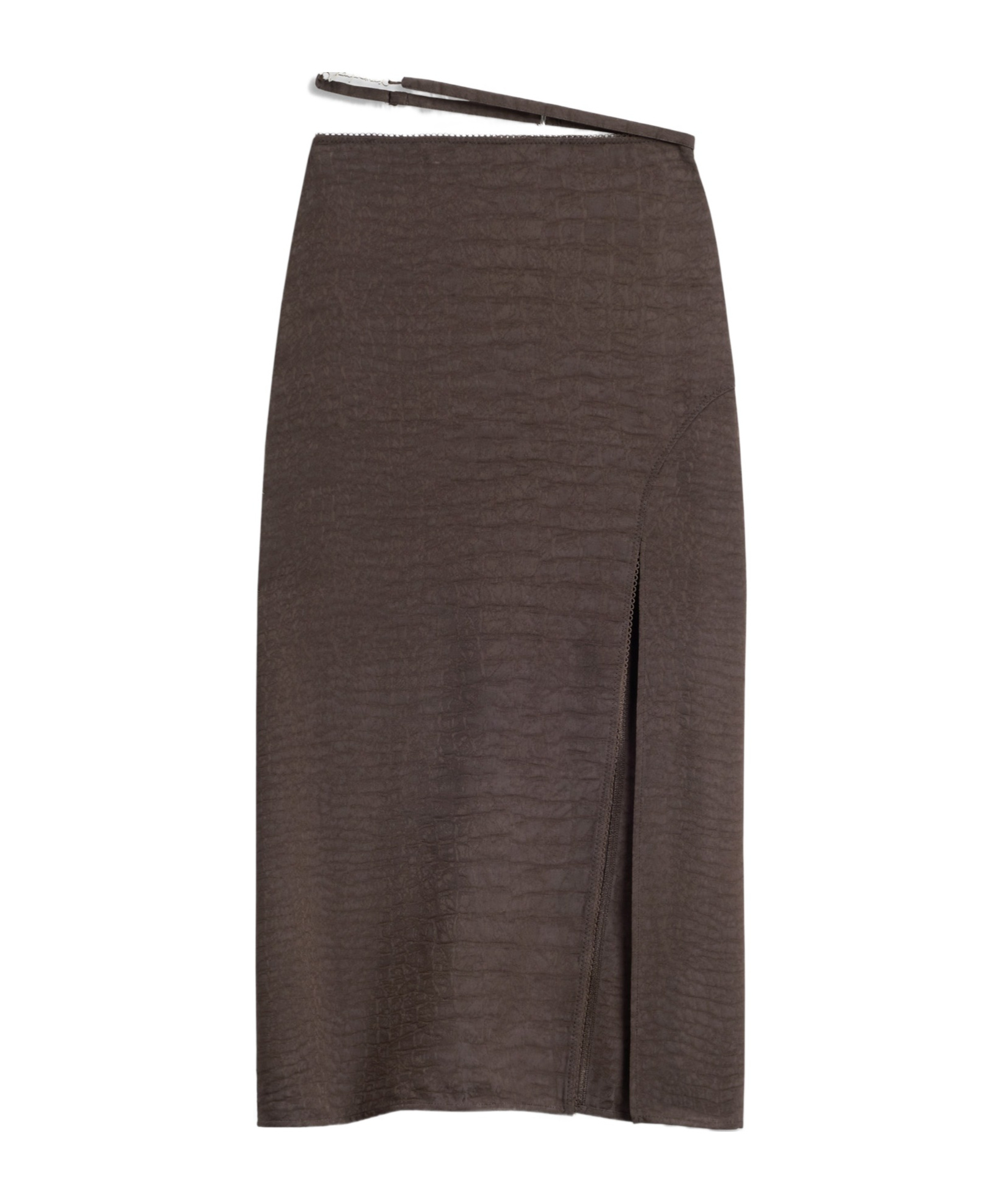 Jacquemus La Jupe Pralù Scallop Hem Midi Skirt In Brown