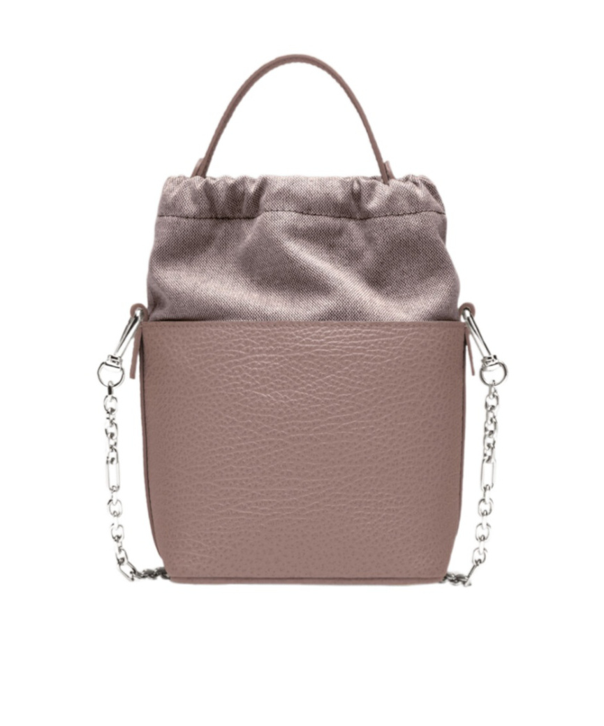 Maison Margiela Drawstring Bucket Leather Shoulder Bag In Purple
