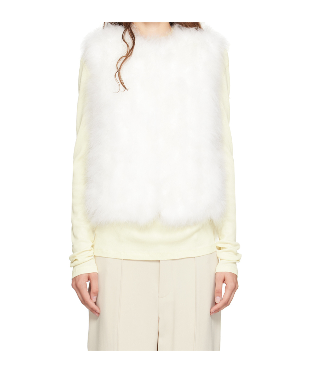 Shop Yves Salomon Round-neck Vest In White