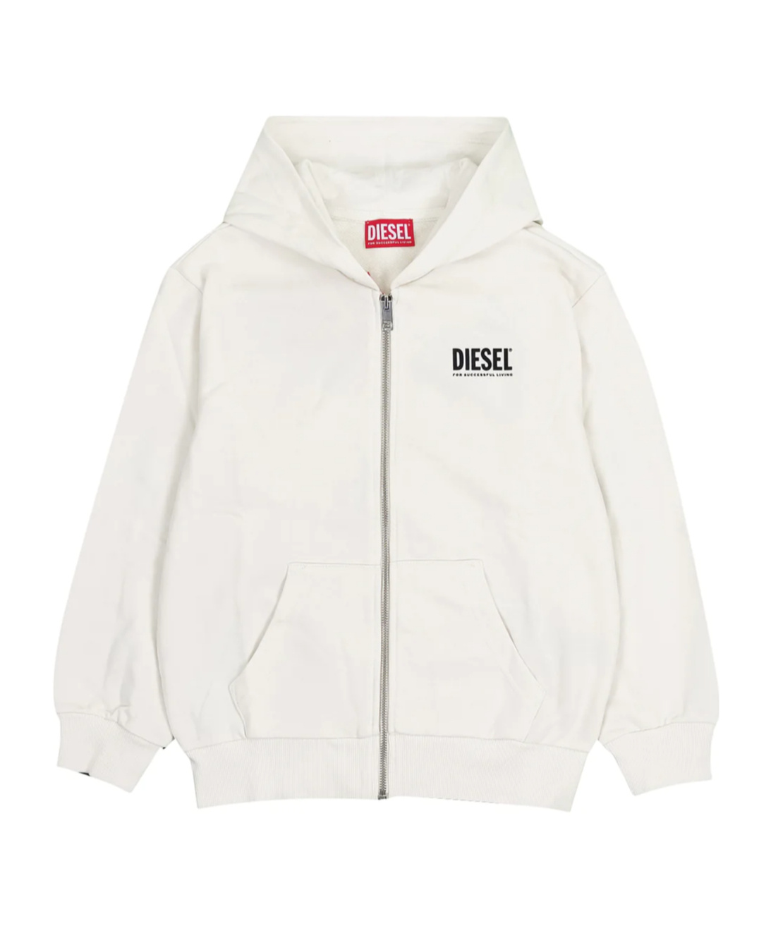 Diesel Logo-print Zip-up Hoodie In White