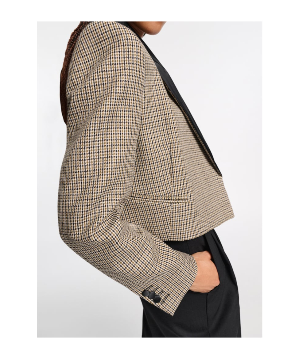 Shop Dorothee Schumacher Gaphic Elegance Cropped Blazer In Multicolor