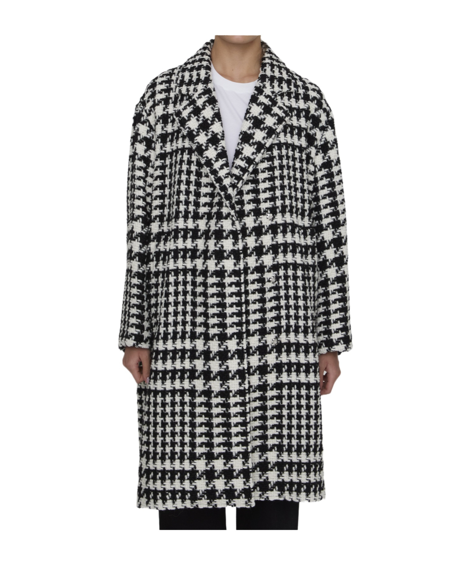 Shop Dolce & Gabbana Houndstooth-pattern Coat In Black