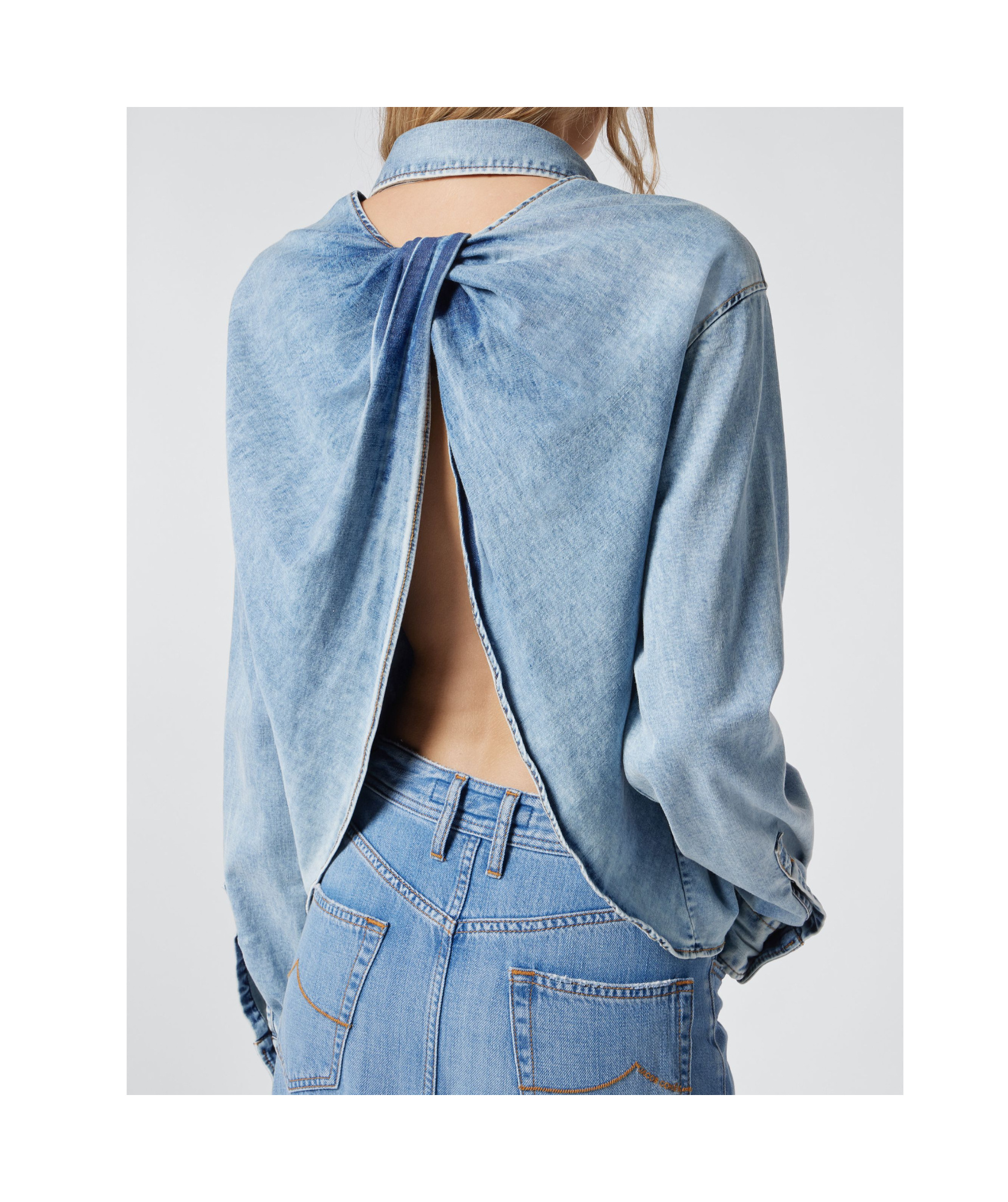 Jacob Cohen Twisted Denim Shirt In Blue