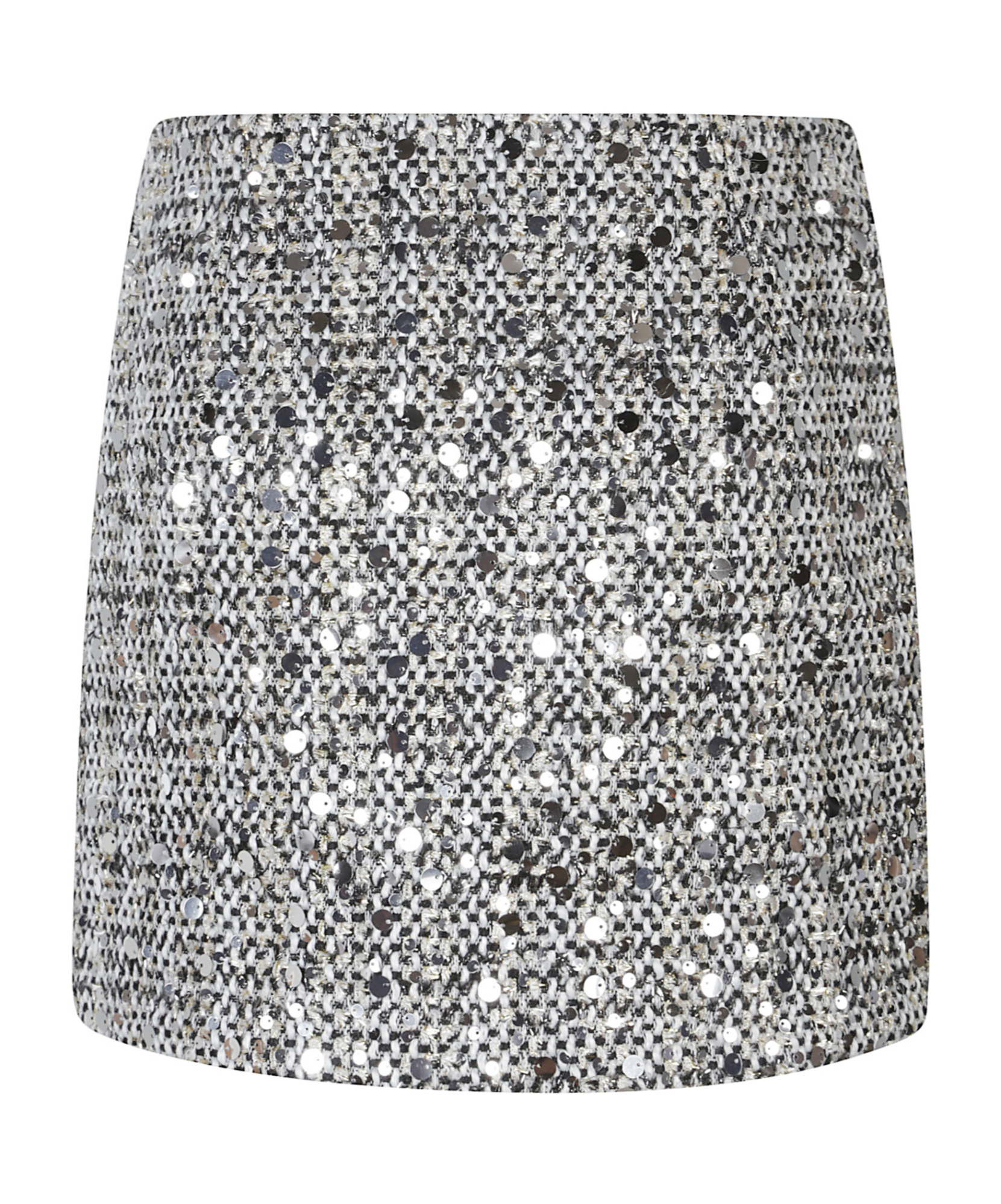 Ermanno Firenze Sequin-embellished Tweed Mini Skirt In Metallic