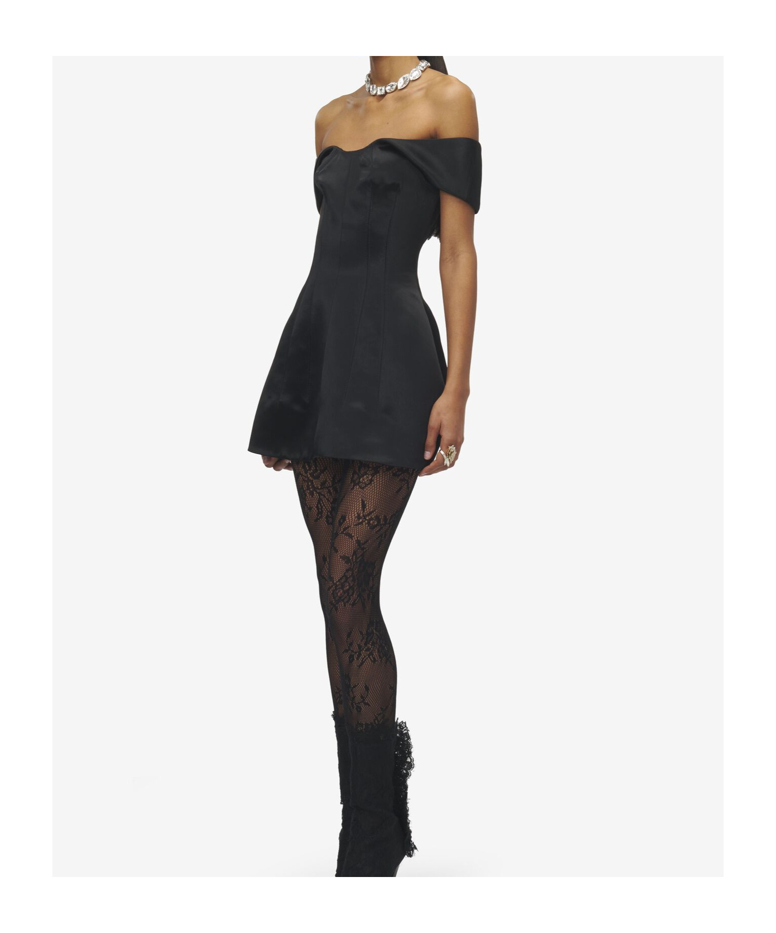 Alexander Mcqueen Off-the-shoulder Satin Crepe De Chine Mini Dress In Black