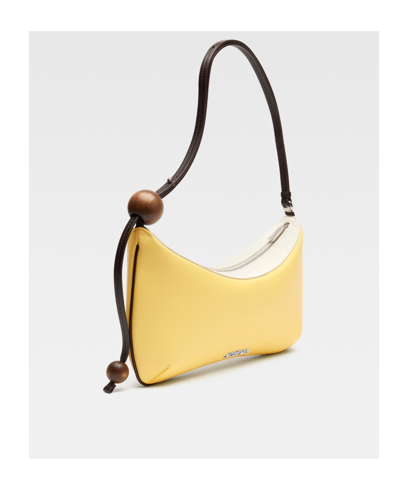Jacquemus Large Beaded Shoulder Bag In Yellow