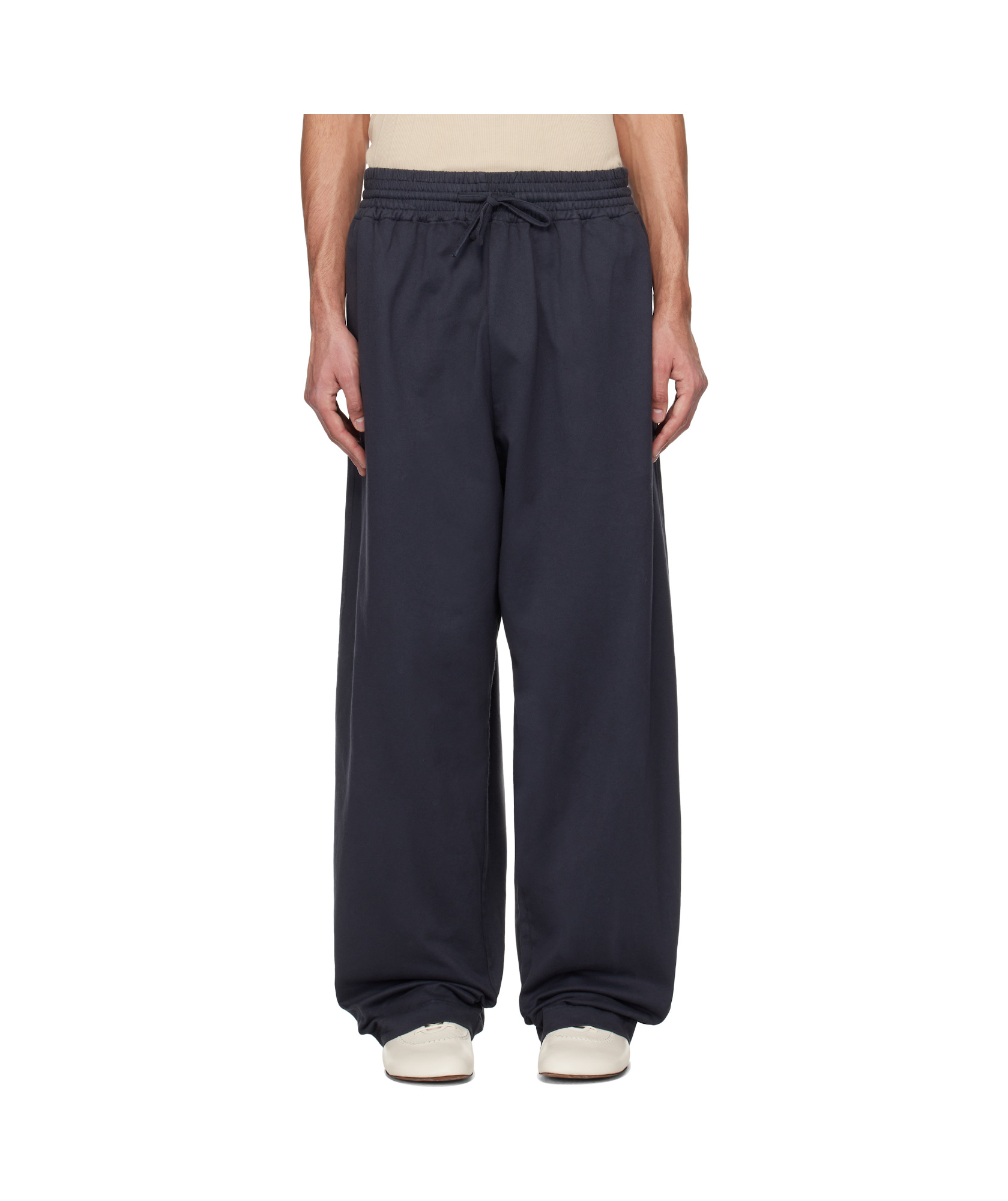 Hed Mayner Navy Embroidered Sweatpants In Navy Blue