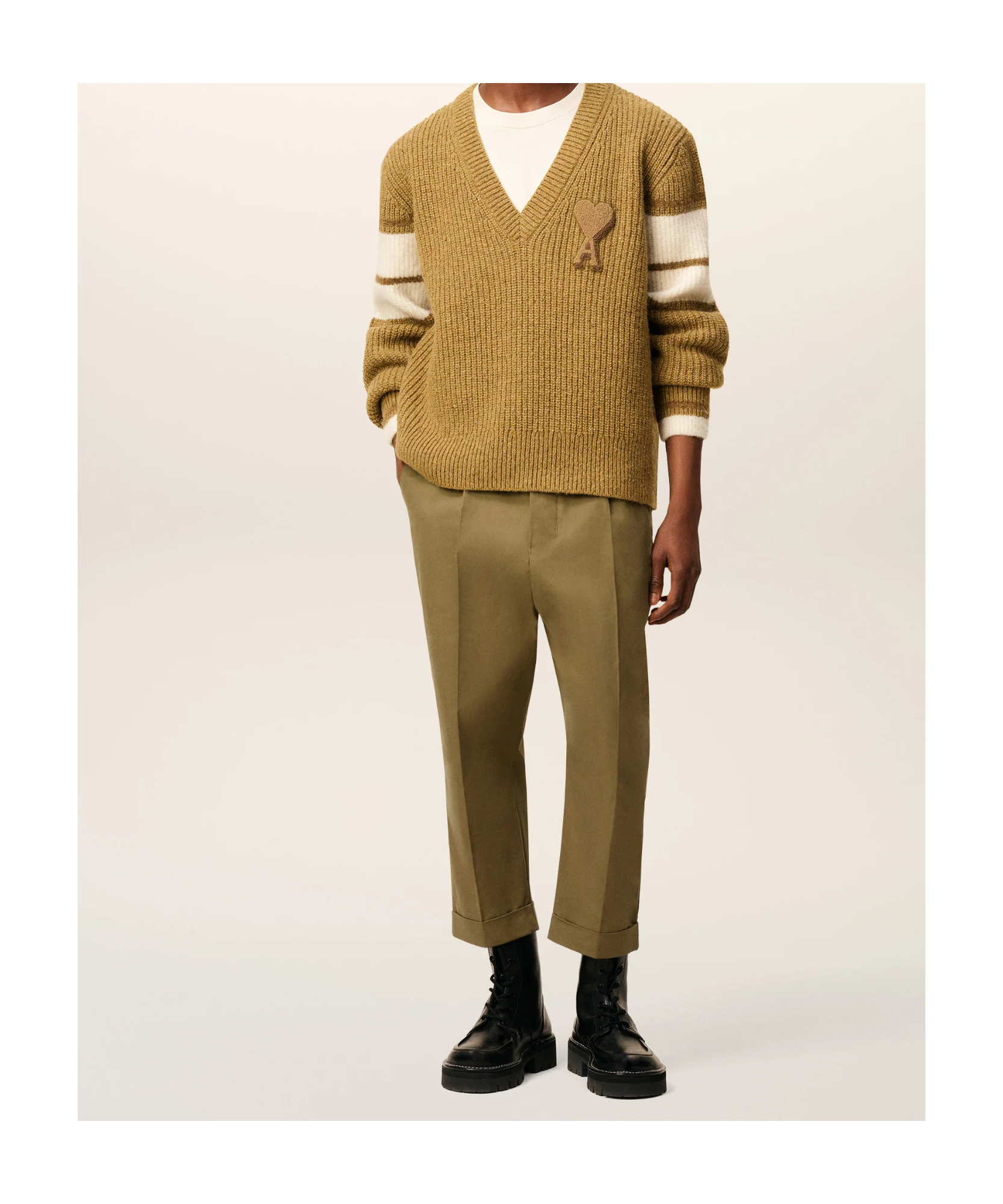 Ami Alexandre Mattiussi Green Cotton Carrot Oversized Trousers Green In Brown