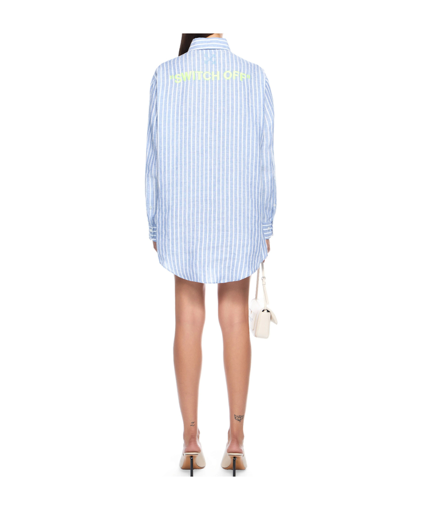 Off-white Striped Over Shirt Dress In Multi