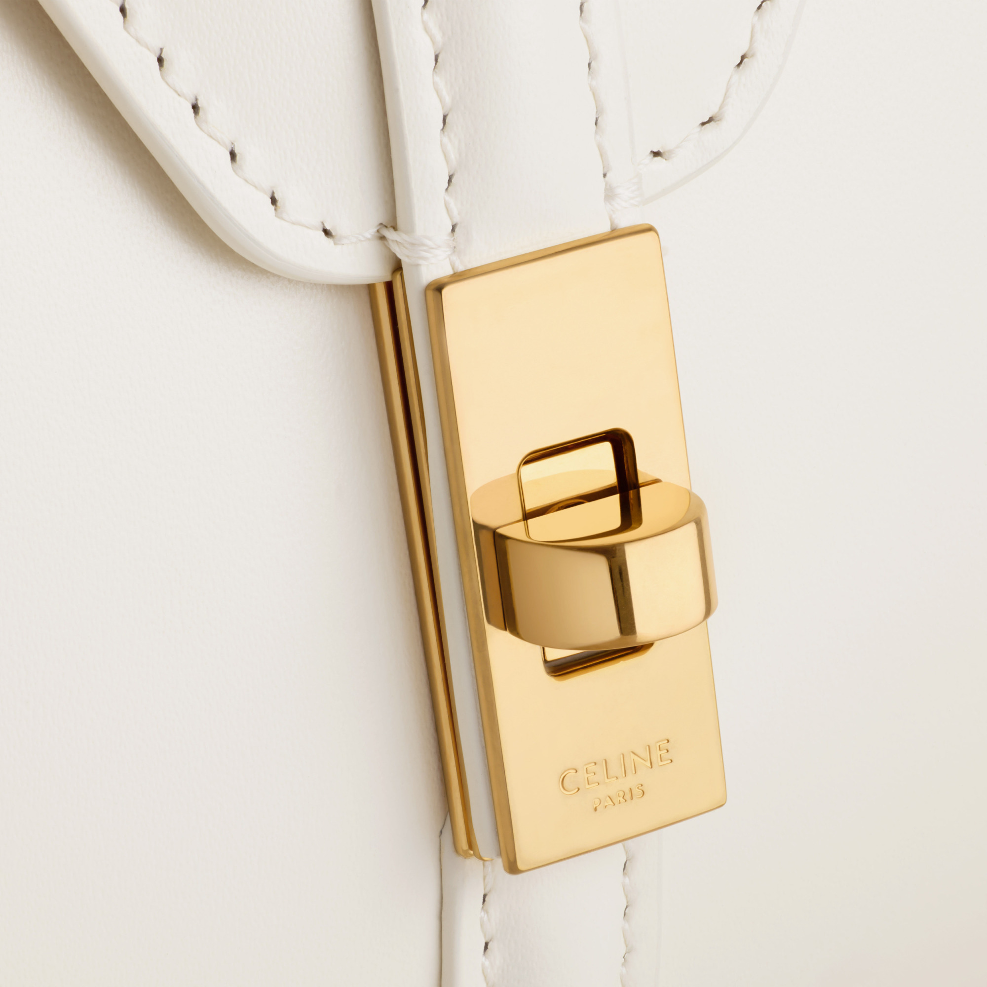 Celine Small 16 Bag In Satinated Calfskin In White