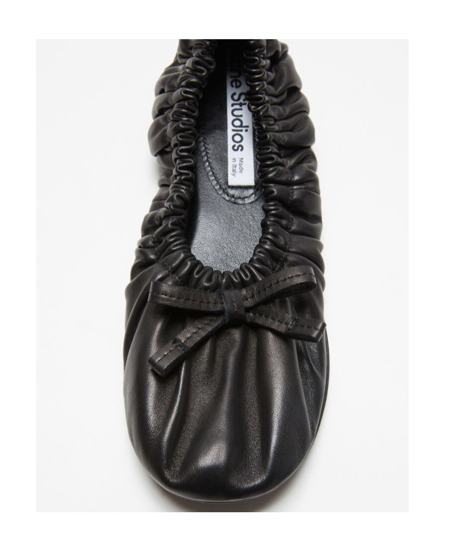 Acne Studios Bow-detail Leather Ballet Flats In Black