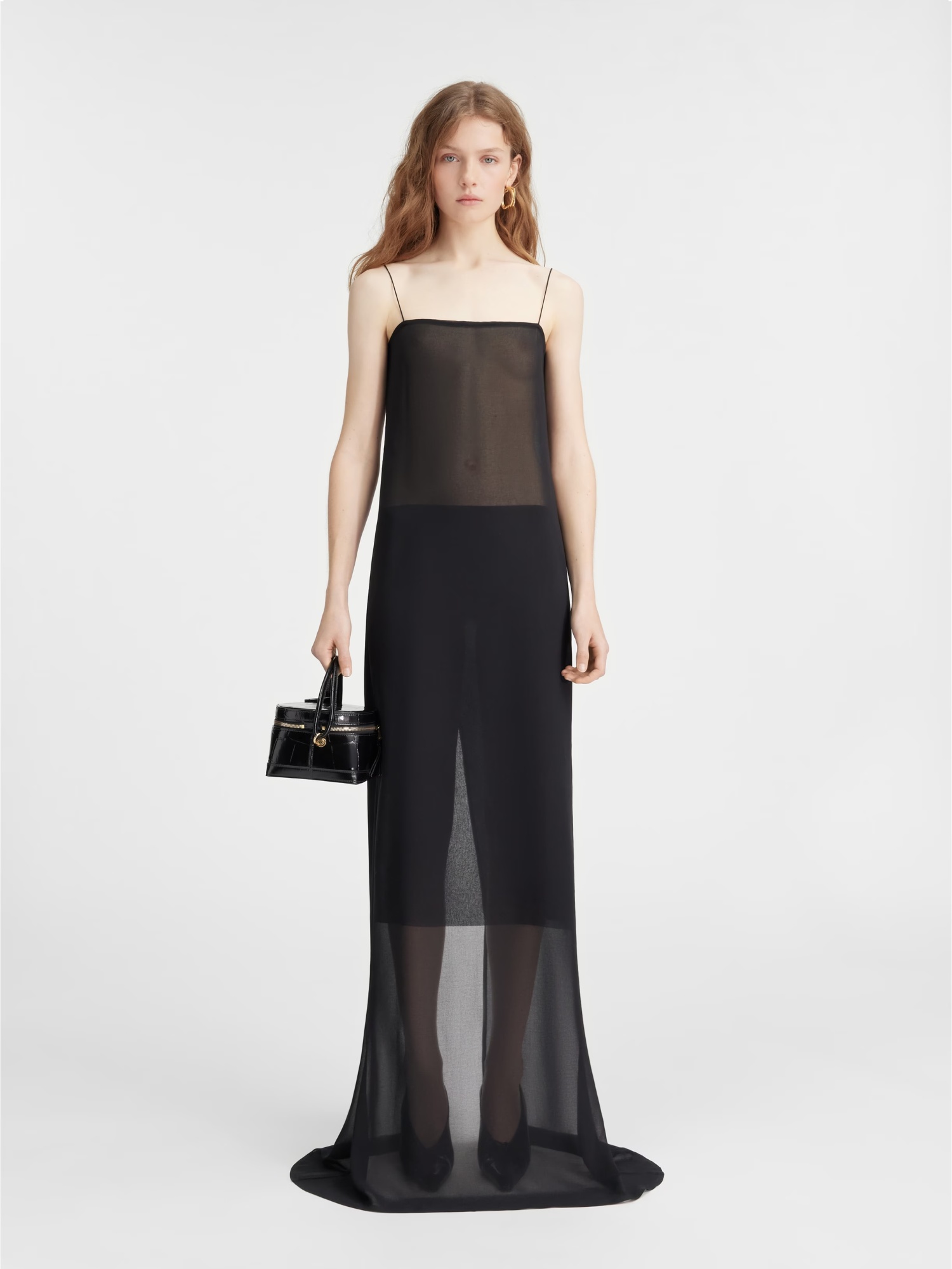 Shop Jacquemus Long Sheer Dress In Black