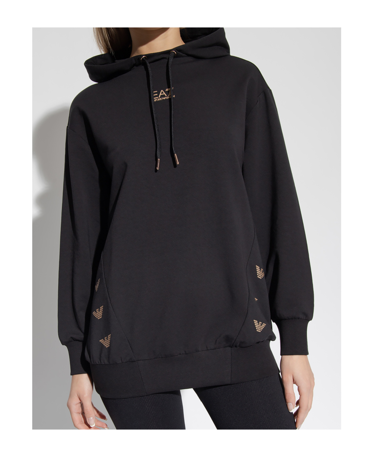 EA7 LOGO-PRINT LONG-SLEEVE HOODIE