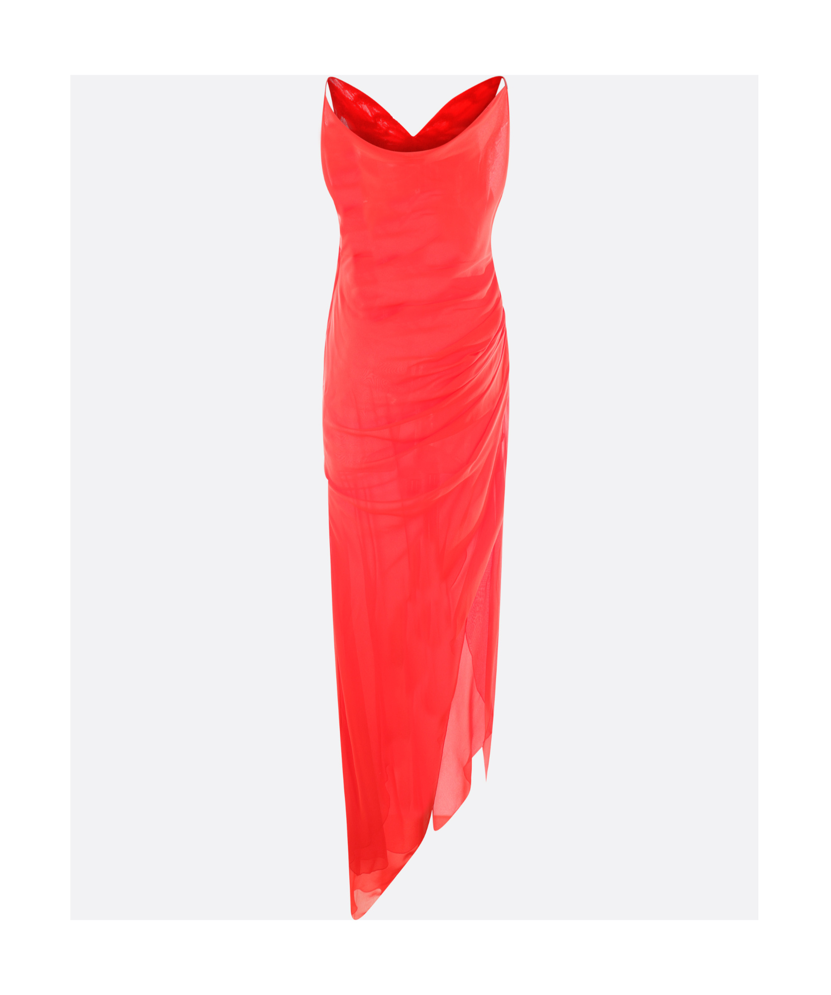 Blumarine Butterfly Crepe Asymmetric Dress In Orange