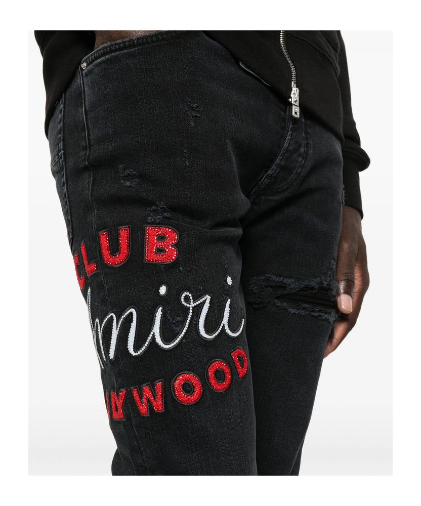 Amiri Casual Trousers With Five Pockets And Embroidery In Black