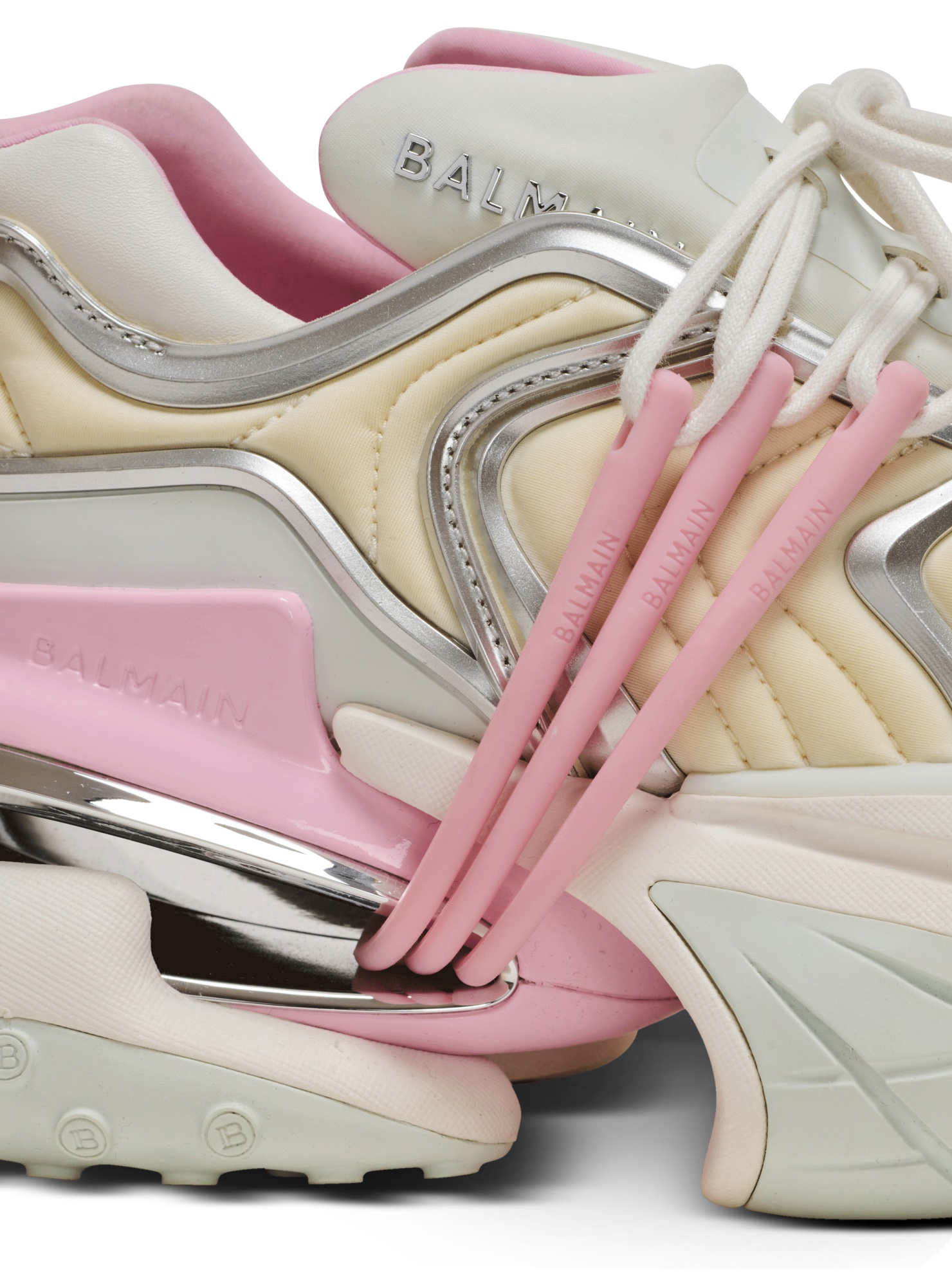 Shop Balmain Unicorn Wave Trainers In Neoprene And Calfskin In Nude