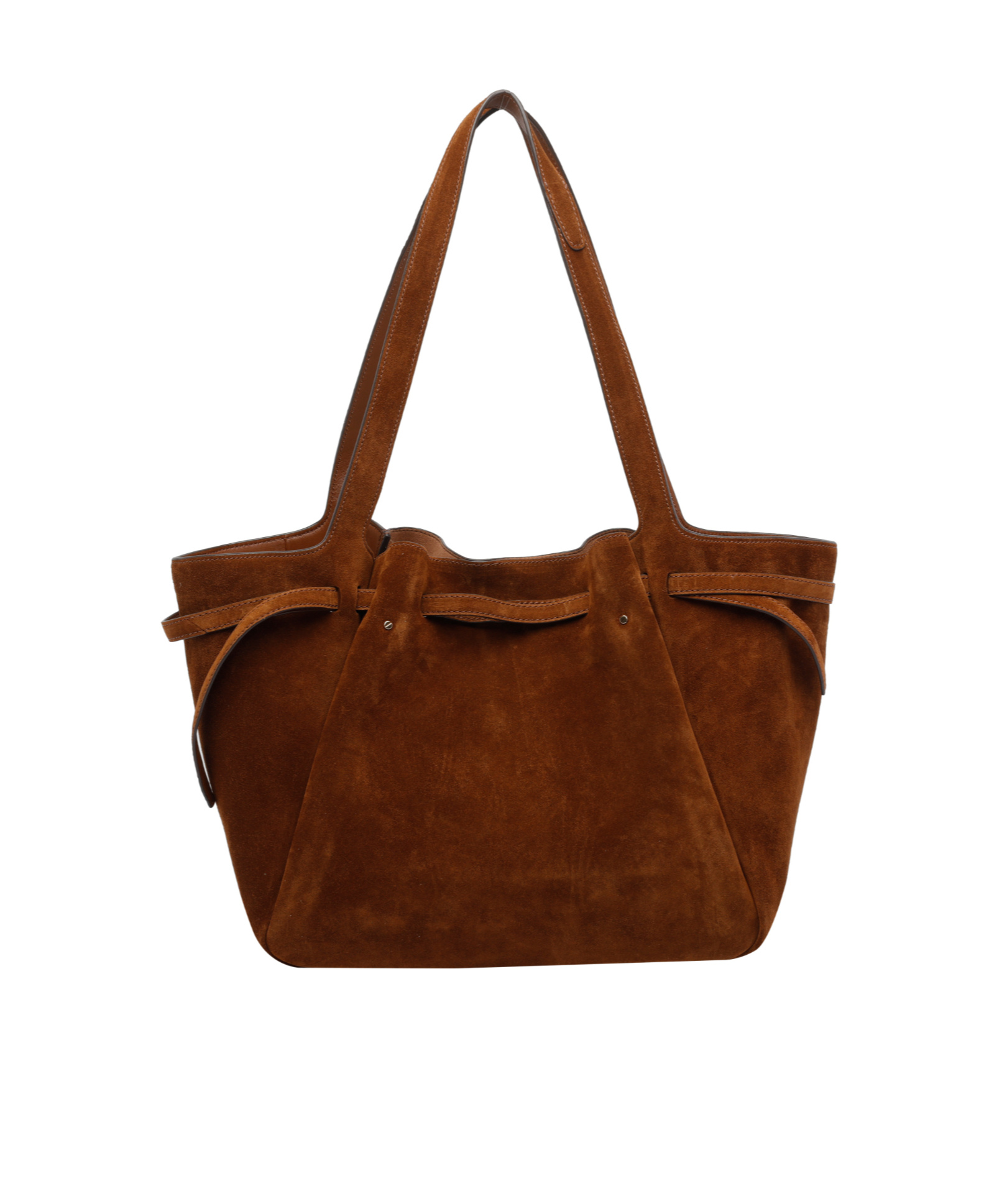 Tory Burch Suede Shoulder Bag Double Handles In Brown