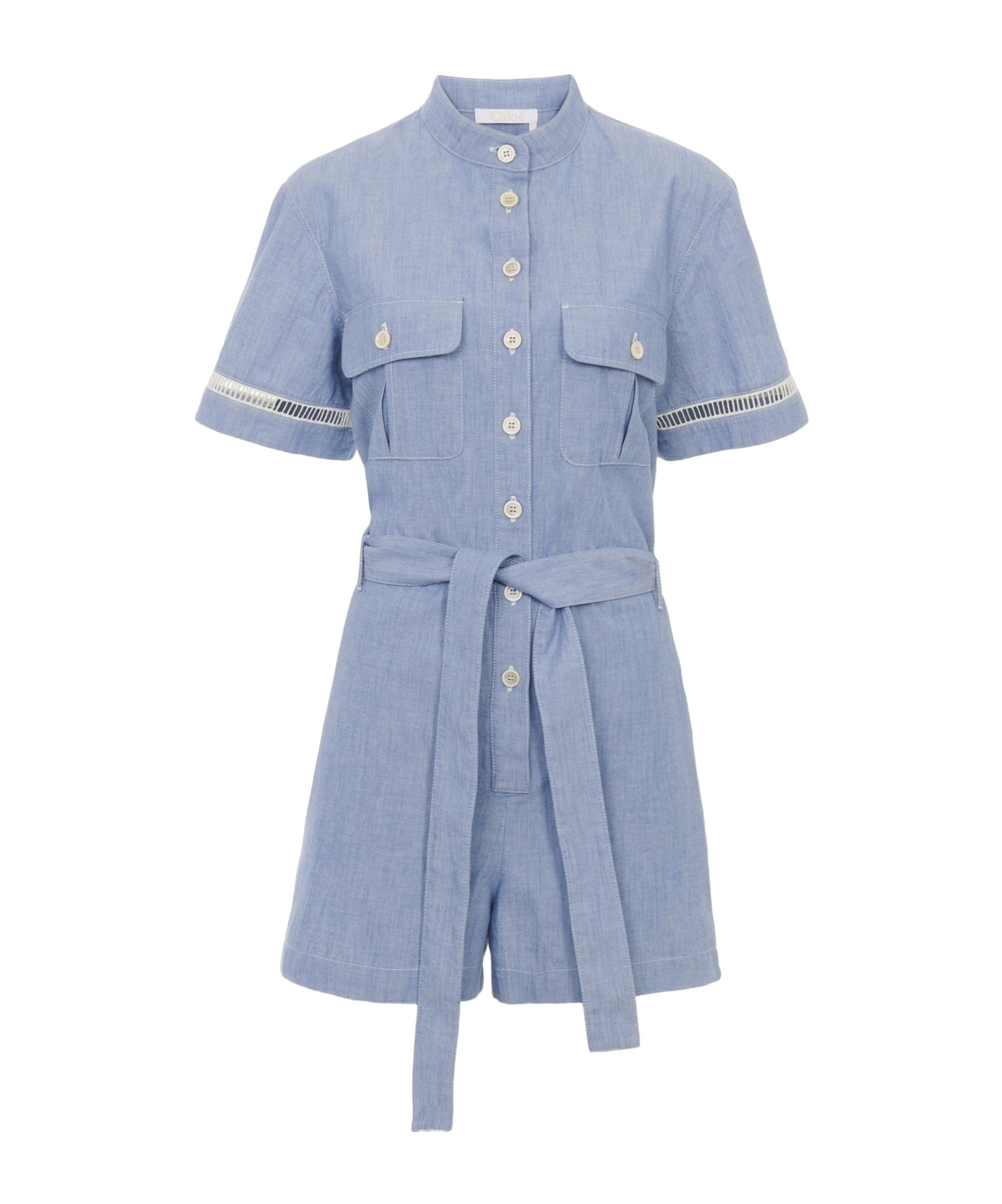 Chloé Button-down Short-sleeved Jumpsuit In Blue