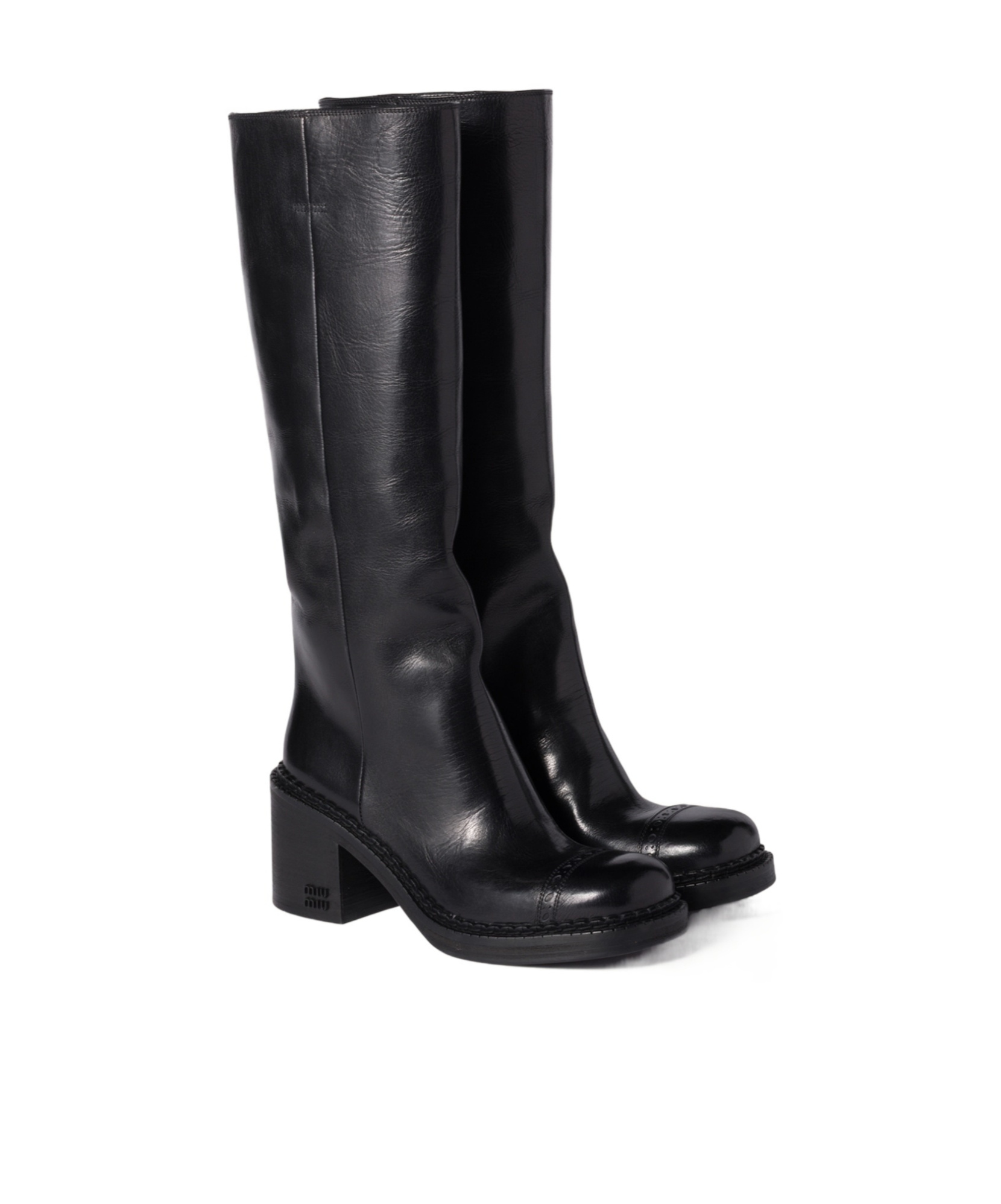Miu Miu Leather Boots In Black