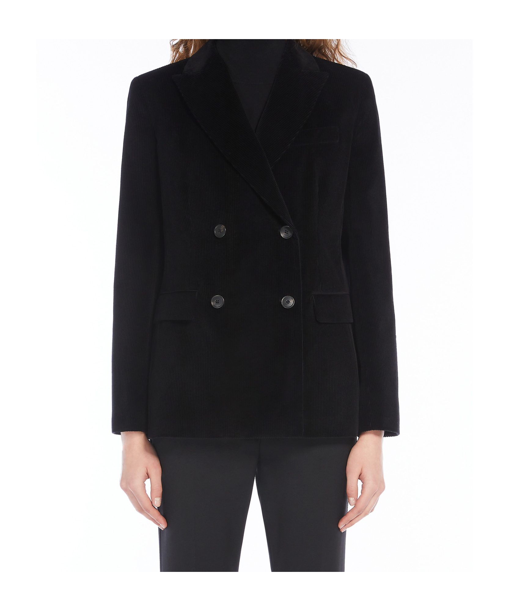 Weekend Max Mara Double-breasted Velvet Blazer In Black