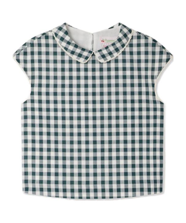 Shop Bonpoint Elivia Blouse With Checks In Gray
