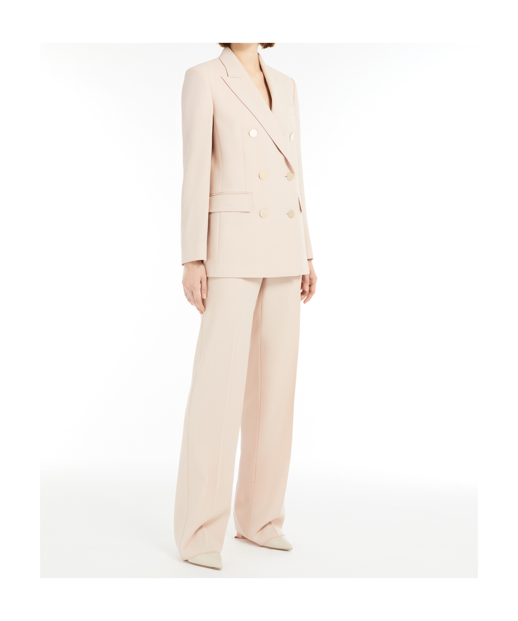 Max Mara Straight-leg Trousers With High Listed Waistband In Nude Makeup