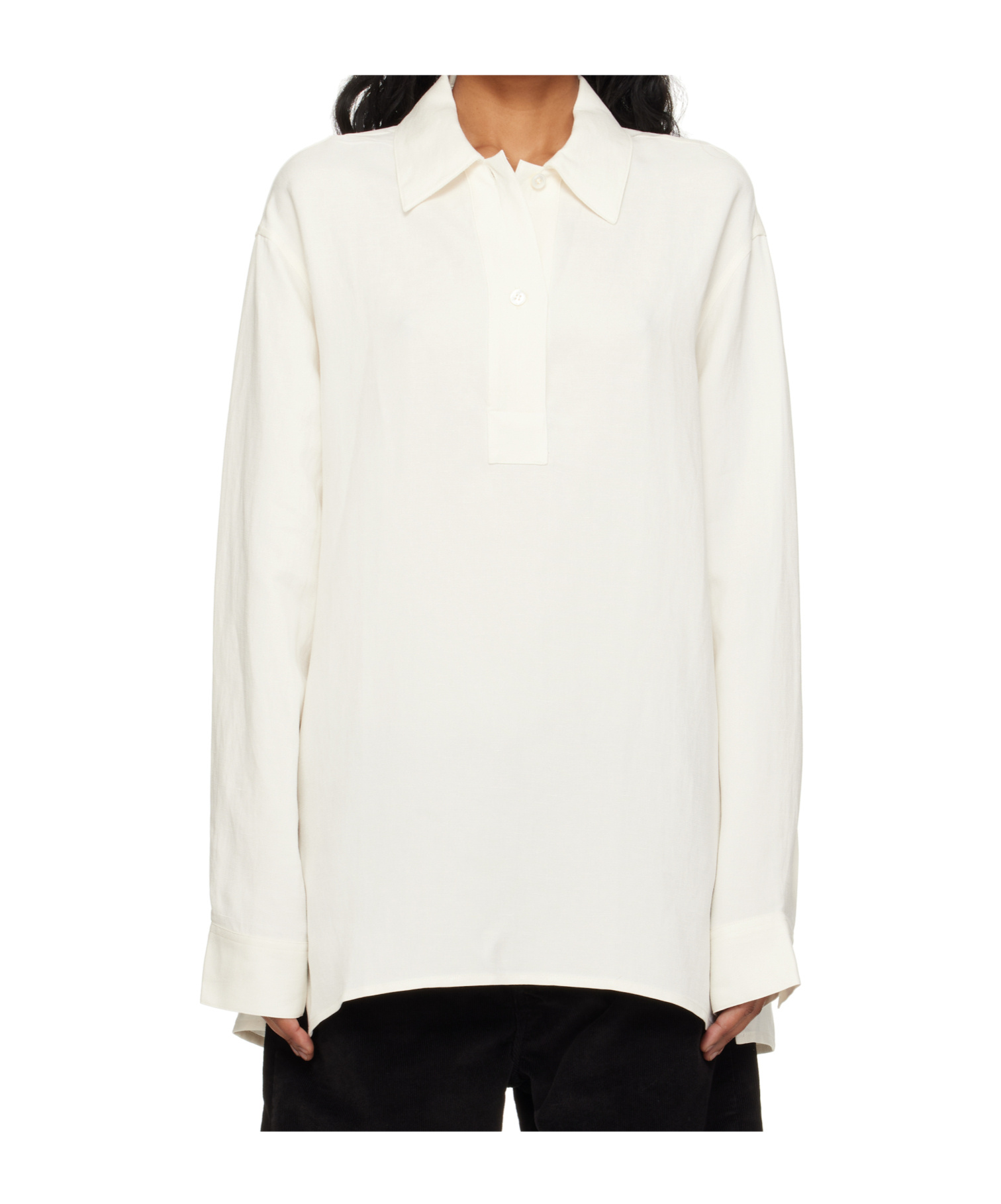 Studio Nicholson Long Sleeve Shirt In White